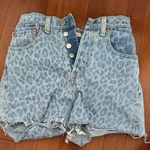 Levi’s Leopard Print Denim Shorts